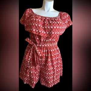 Floral Red Romper